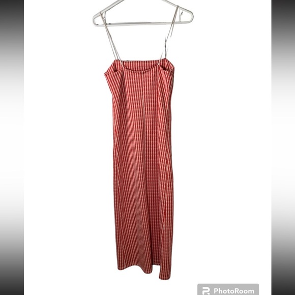 Zara Small Jacquard Red Check Midi Dress - Picture 4 of 4